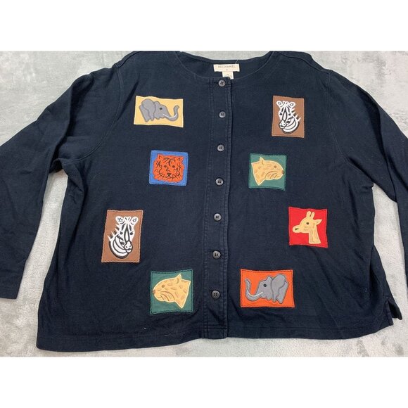 Bechamel Womens 2X Black Cardigan With Animal Embroidery - Picture 9 of 11